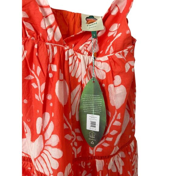Farm Rio NWT Orange Jungle Maxi Dress Small Tropical Sundress Tiered Cotton NEW! - Picture 7 of 7